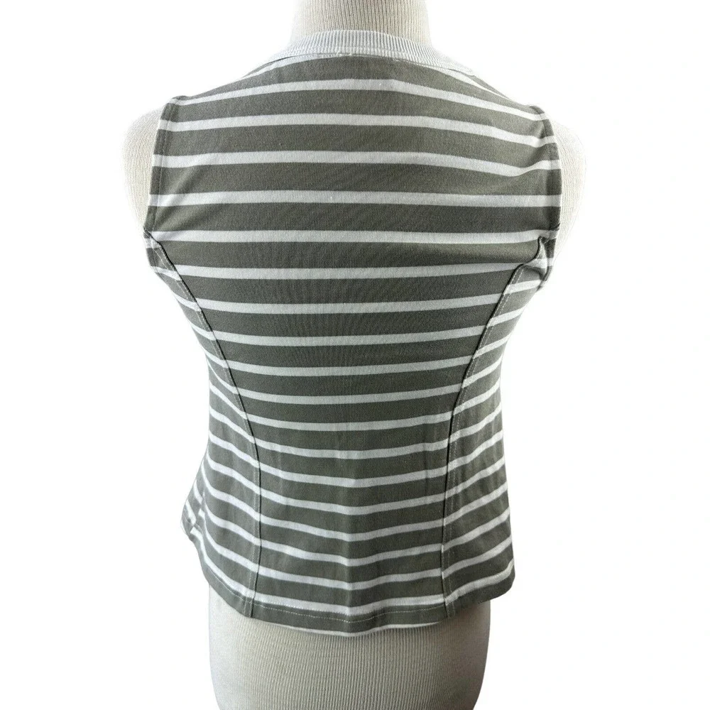 NWT Anthro Postmark Striped Pleated Peplum Top XS Clean Girl Preppy Chic Brunch - Picture 10 of 11